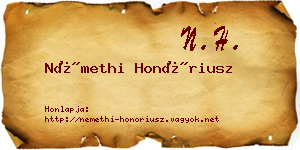Némethi Honóriusz névjegykártya